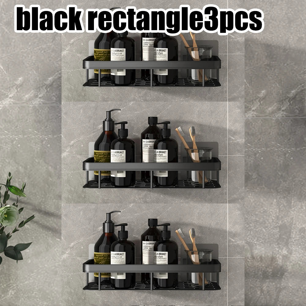 Eck-Wandregal ohne Bohren – Rechteckiges Badregal für Shampoo & Handtücher