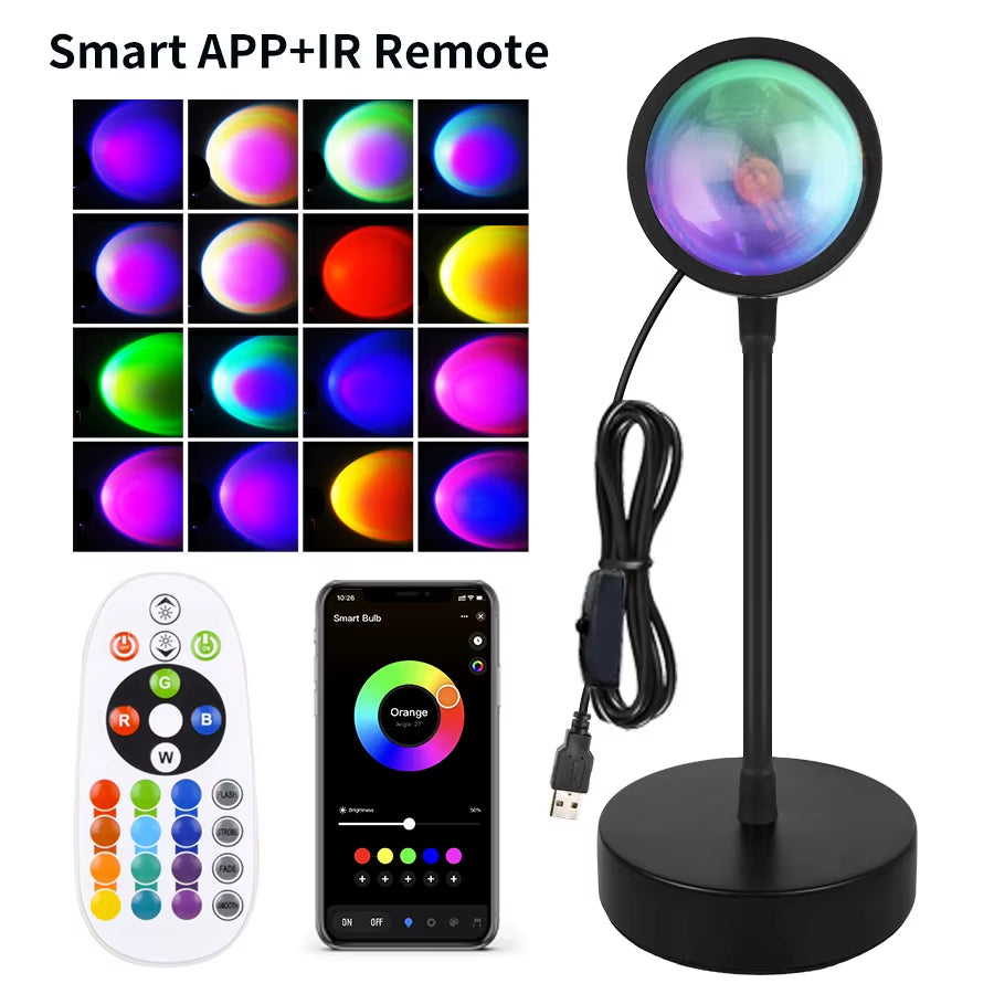 Smart Sunset Lamp Pro – RGB Tuya LED Nachtlicht mit App-Steuerung & USB-Power