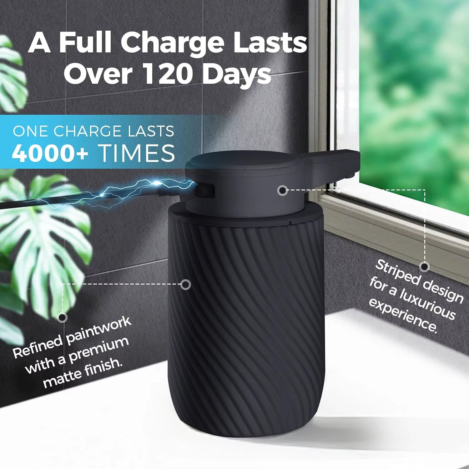 Berührungsloser Automatischer Seifenspender 300 ml – Wiederaufladbar, 3 Stufen einstellbare Seifenmenge für Bad & Küche