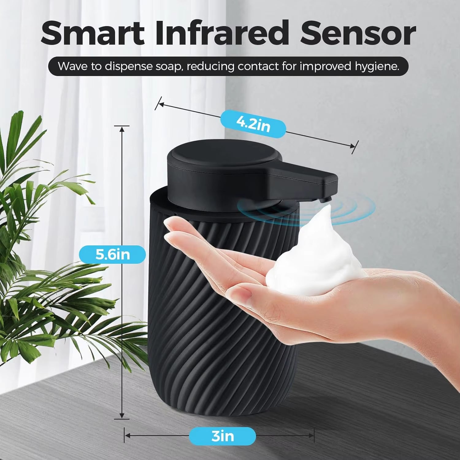 Berührungsloser Automatischer Seifenspender 300 ml – Wiederaufladbar, 3 Stufen einstellbare Seifenmenge für Bad & Küche